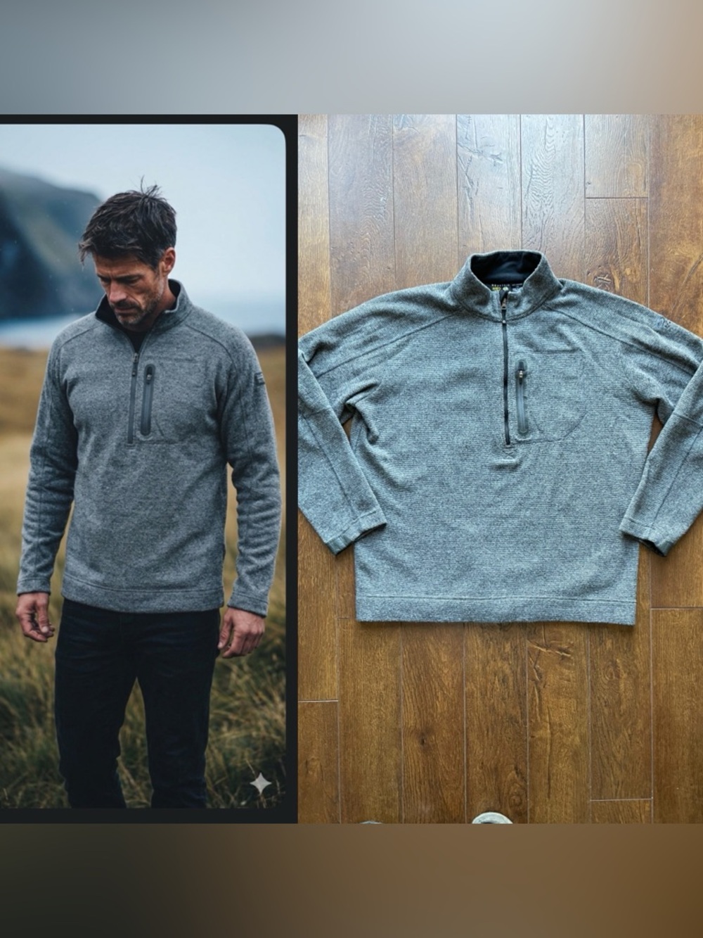 Men’s Large Mountain Hardware Wool Blend Pullover Fleece Jacket.